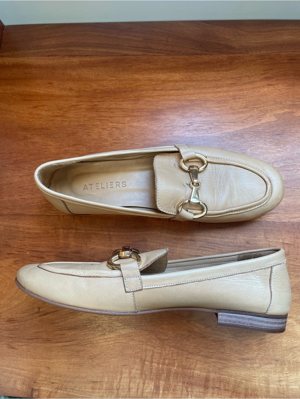 Ateliers Cream Leather Horsebit Loafers - Picture 4 of 6